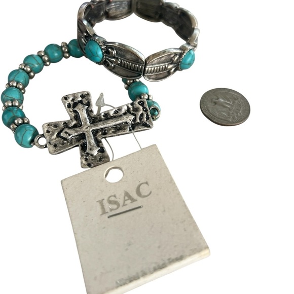 Two Silver and Turquoise Bracelets - Picture 4 of 5